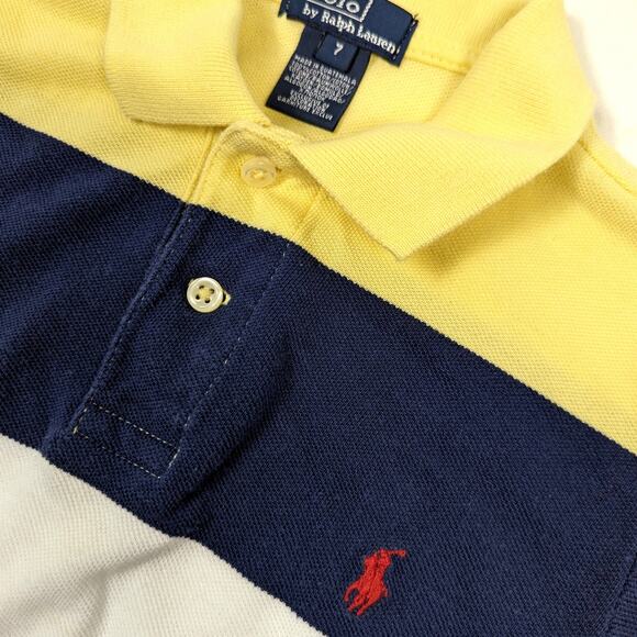 Vtg Polo Ralph Lauren Shirt Boys Sz 7 Colorblock Stripe Short Sleeve Preppy - Picture 2 of 6